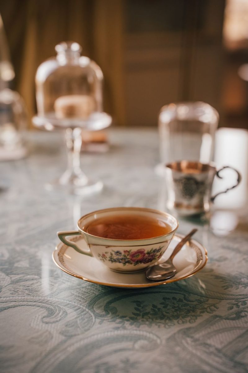 tea served in porcelain cup